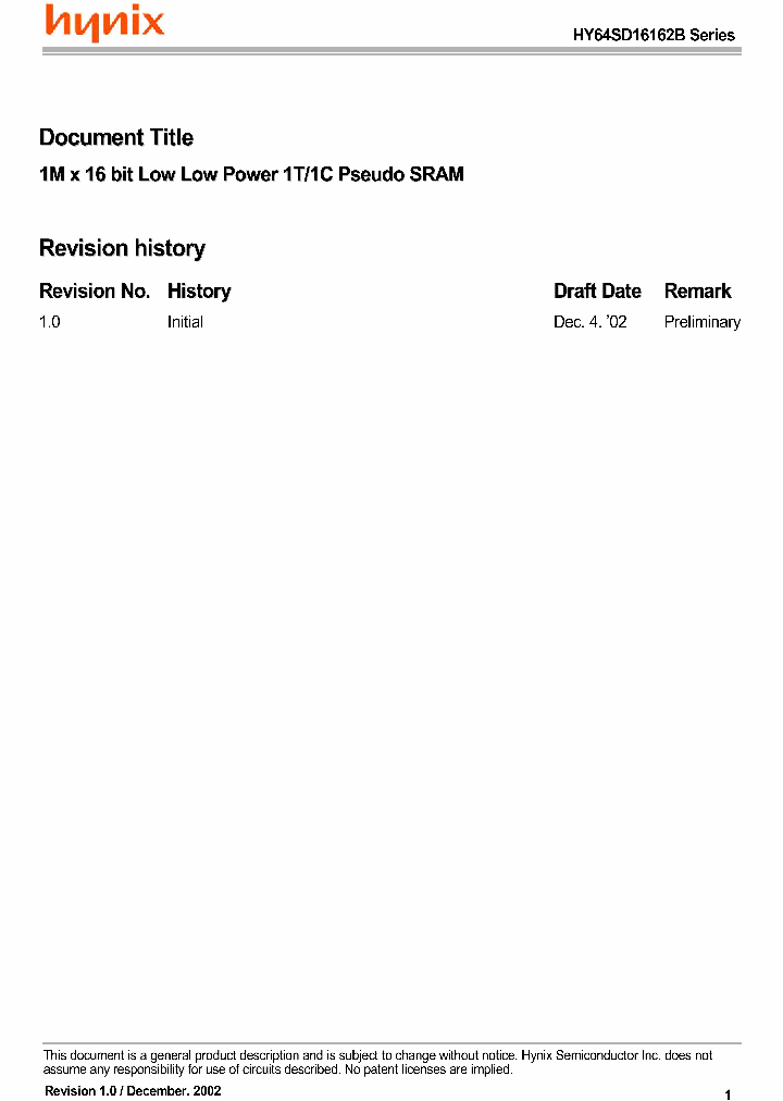 HY64SD16162B-DF85E_676498.PDF Datasheet