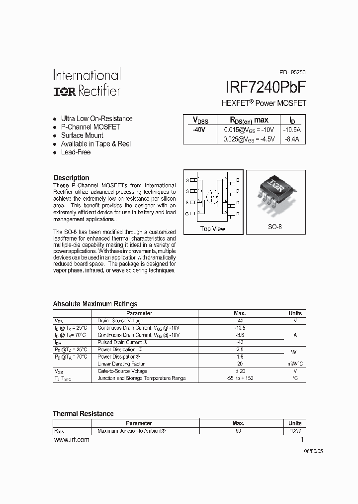 IRF7240PBF_709767.PDF Datasheet