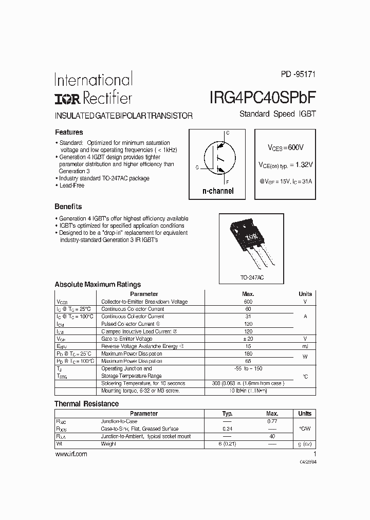 IRG4PC40SPBF_709383.PDF Datasheet