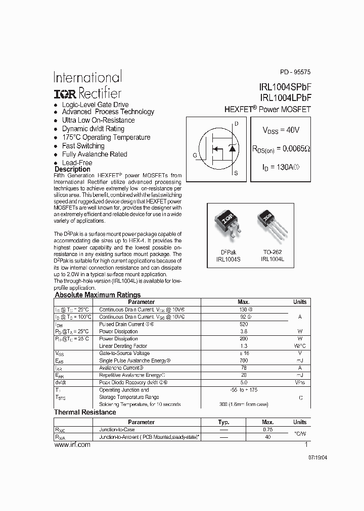 IRL1004LPBF_702788.PDF Datasheet