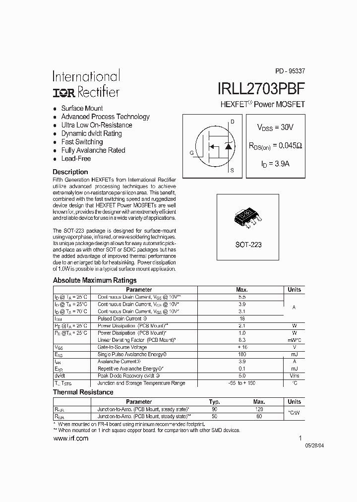 IRLL2703PBF_709346.PDF Datasheet