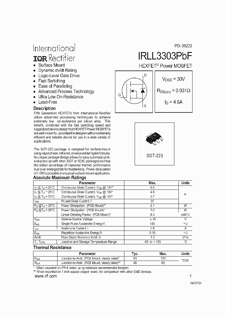 IRLL3303PBF_709345.PDF Datasheet