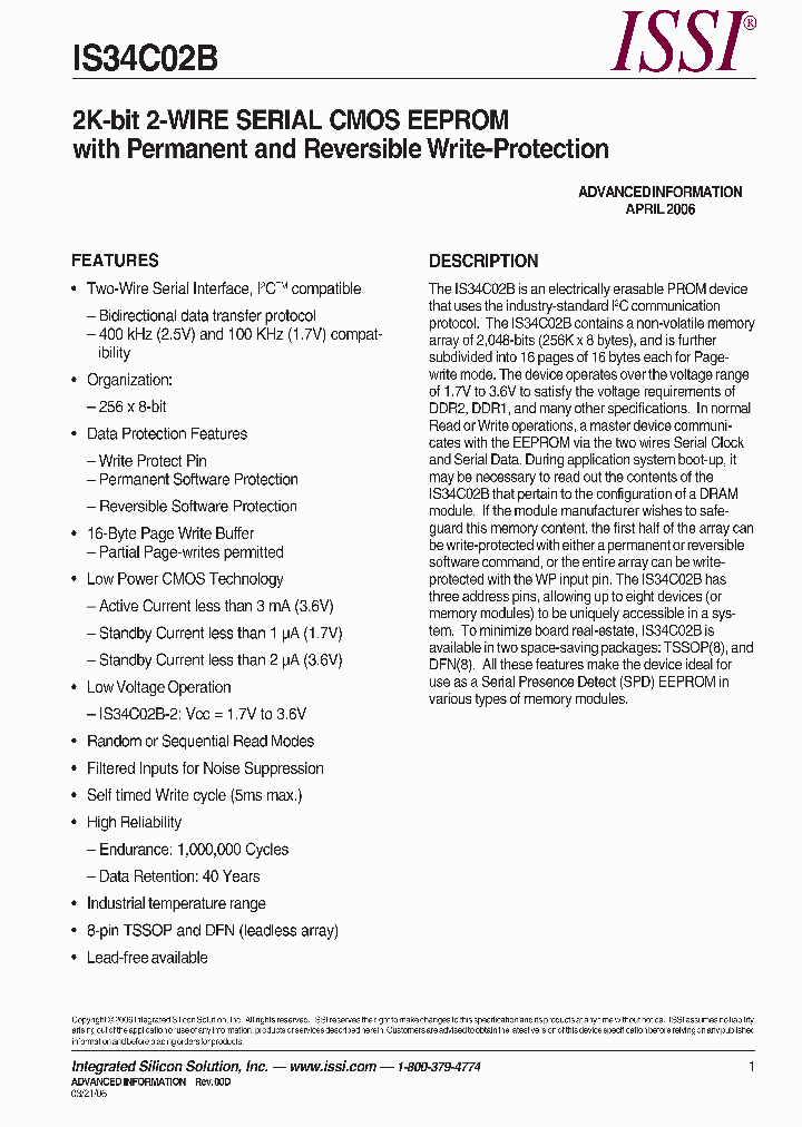 IS34C02B-2ZLI_661767.PDF Datasheet