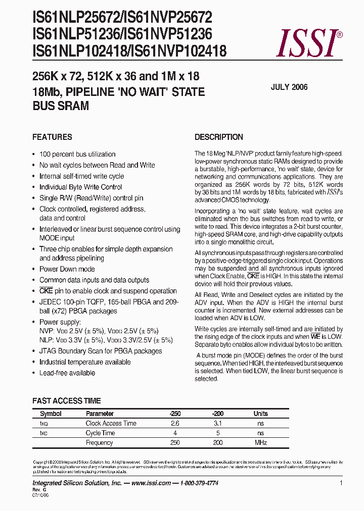 IS61NVP51236_660656.PDF Datasheet