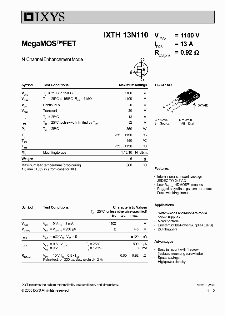 IXTH13N110_948538.PDF Datasheet