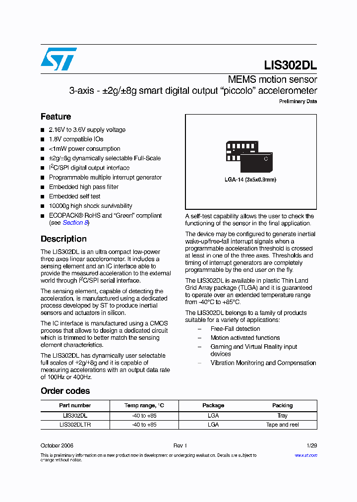 LIS302DLTR_686623.PDF Datasheet