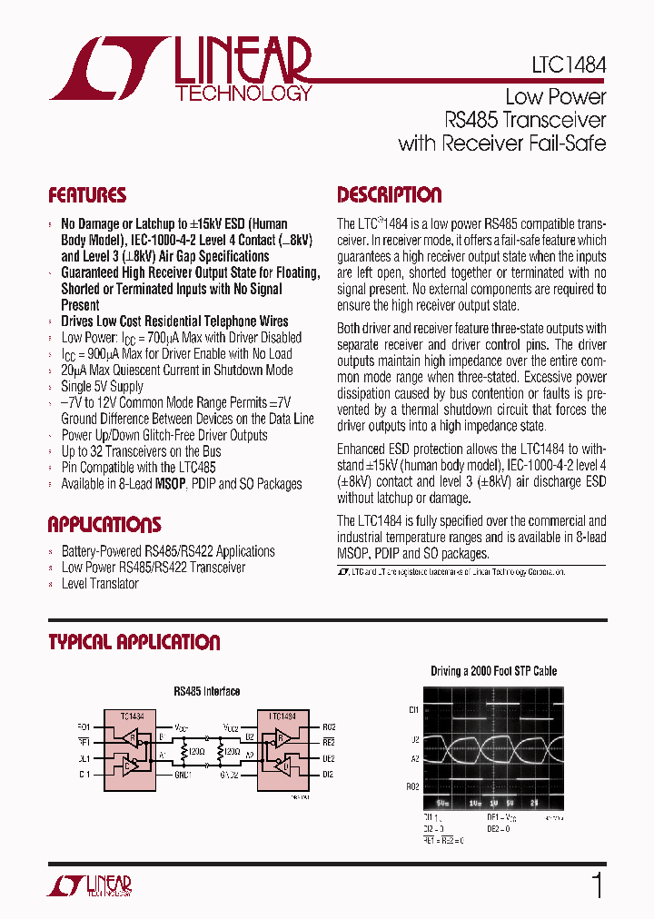 LTC1484IS8_866427.PDF Datasheet