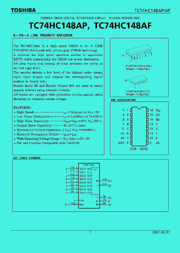 TC74HC148AP_892108.PDF Datasheet