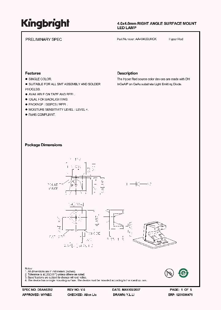 AA4040SURCK_1204982.PDF Datasheet