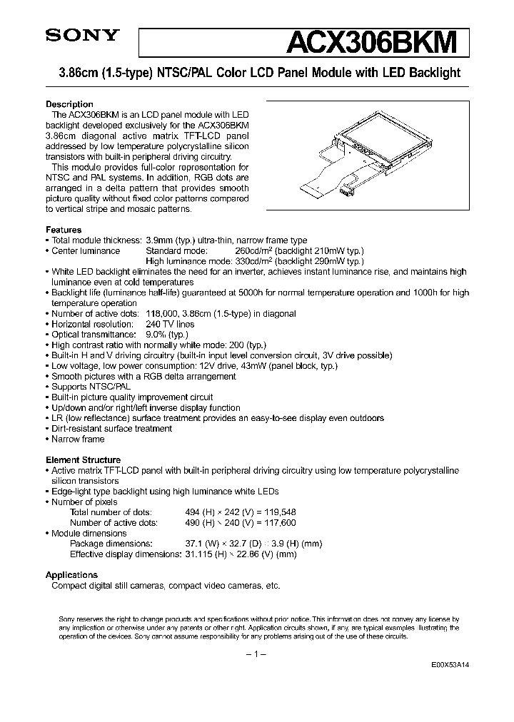 ACX306BKM_1077939.PDF Datasheet