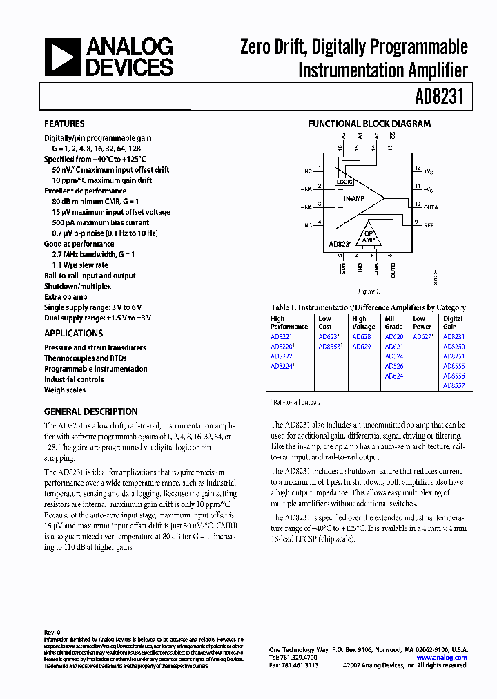 AD8231ACPZ-WP_1206488.PDF Datasheet