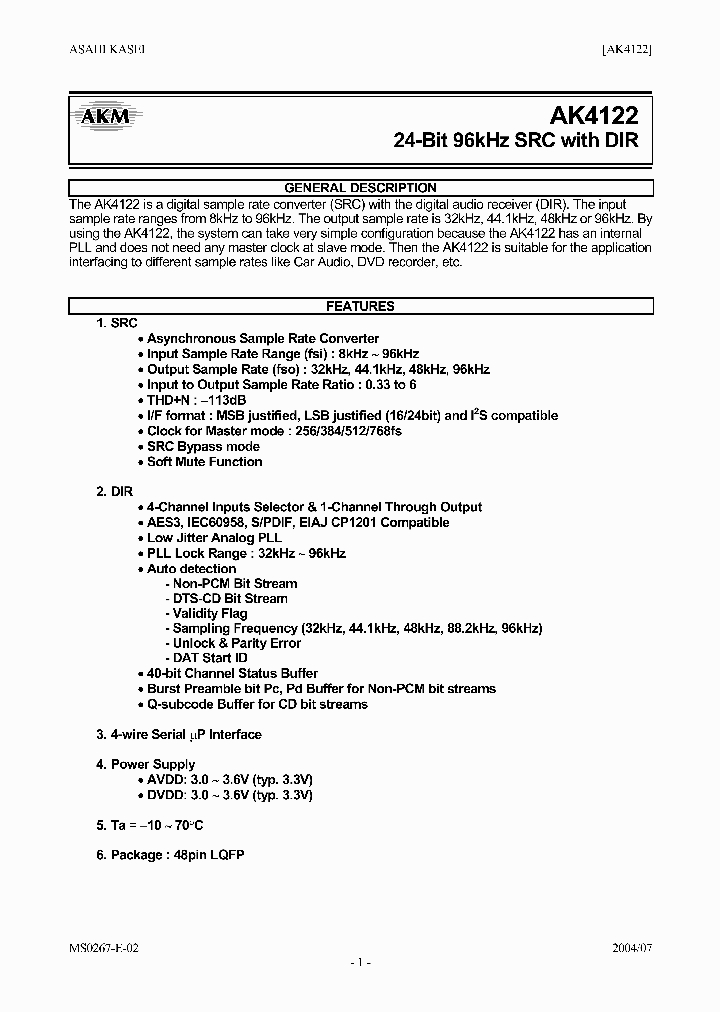 AKD4122_1208594.PDF Datasheet