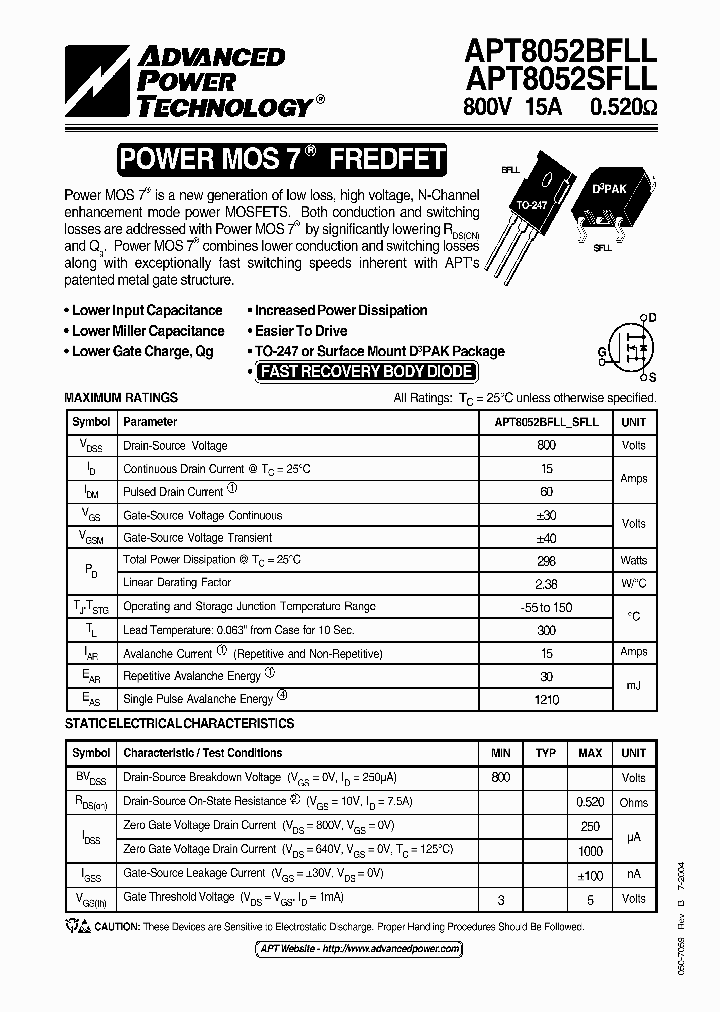 APT8052SFLL_1211977.PDF Datasheet