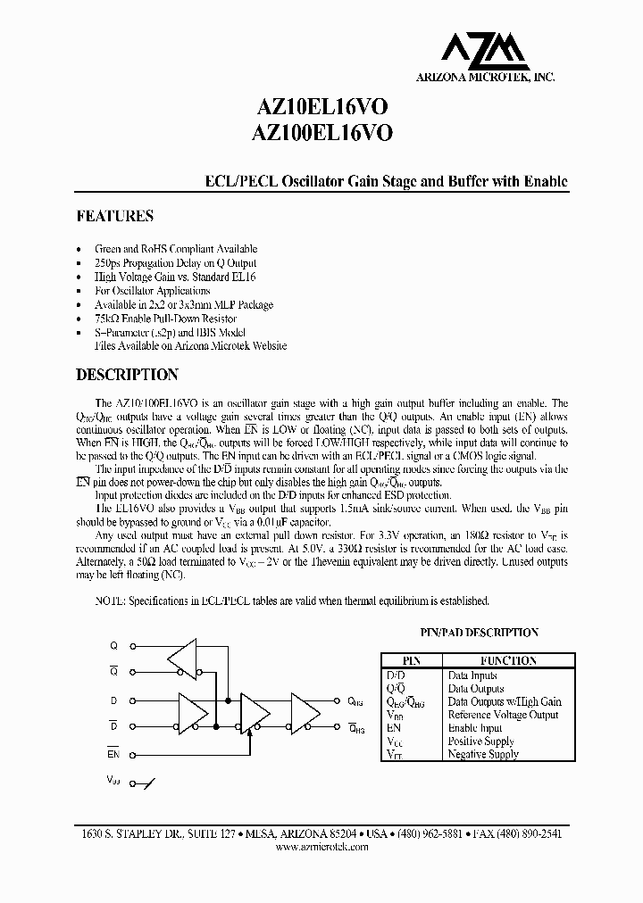 AZ100EL16VO_1127349.PDF Datasheet