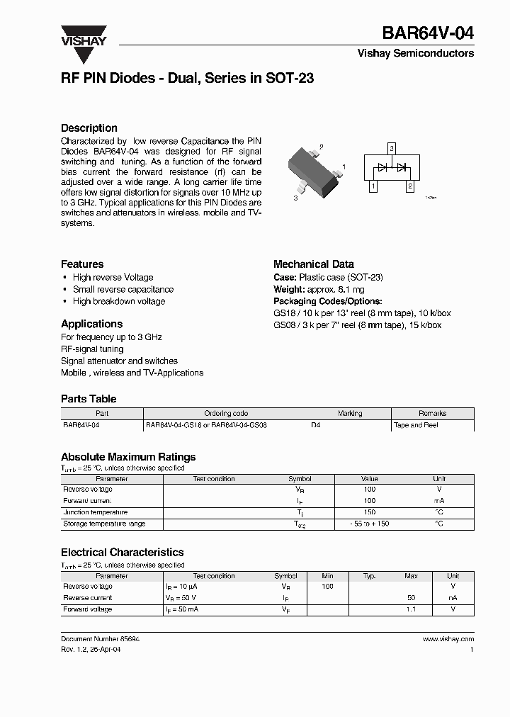 BAR64V-04-GS18_1217093.PDF Datasheet