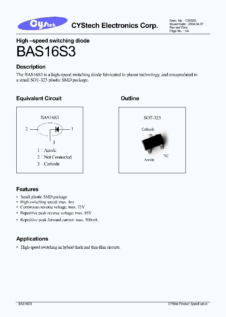 BAS16S3_1217138.PDF Datasheet