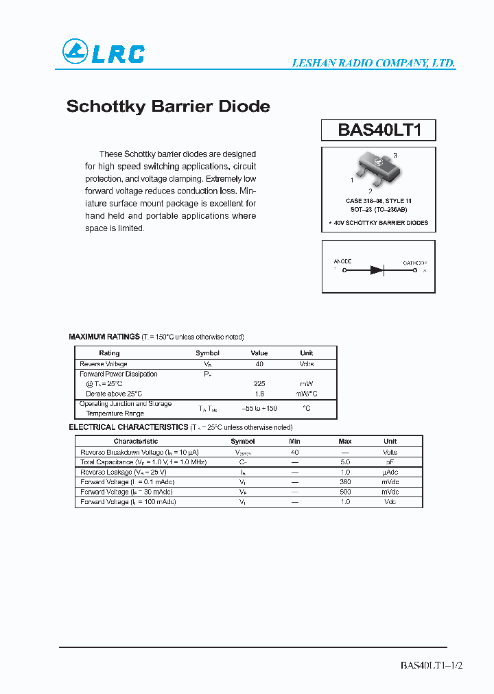 BAS40LT1_1217234.PDF Datasheet