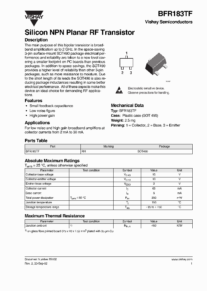 BFR183TF_1219238.PDF Datasheet