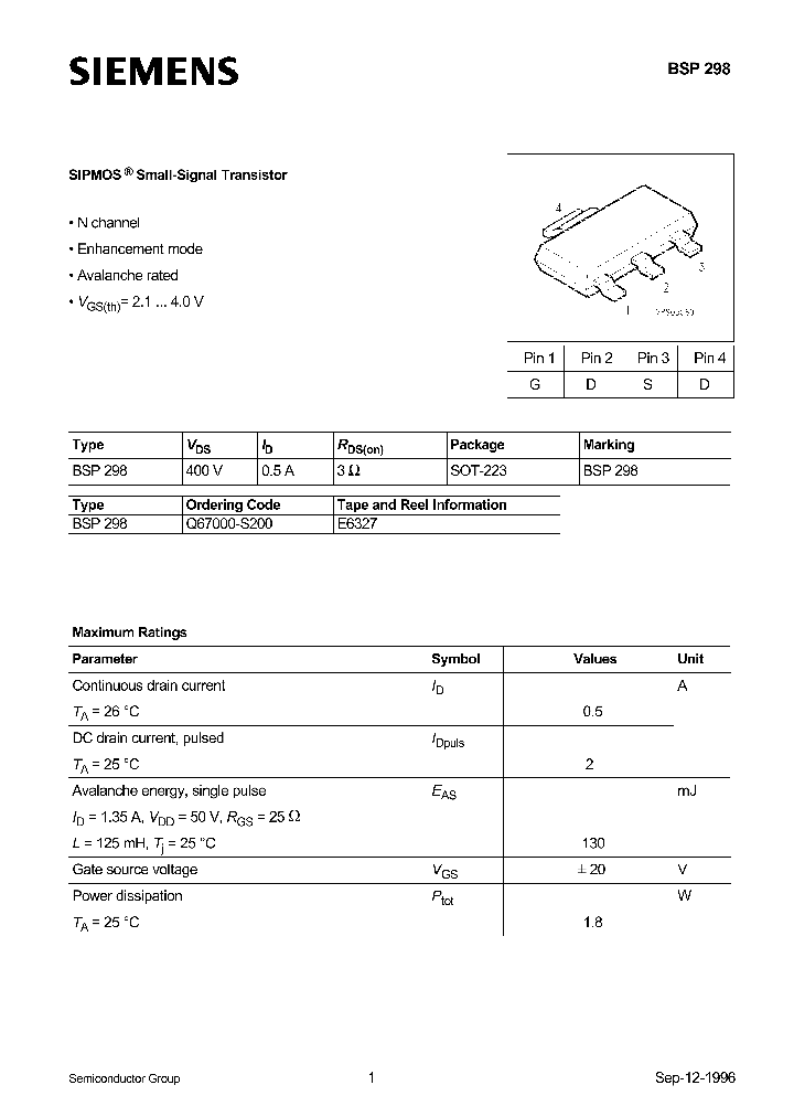 BSP298_1220725.PDF Datasheet