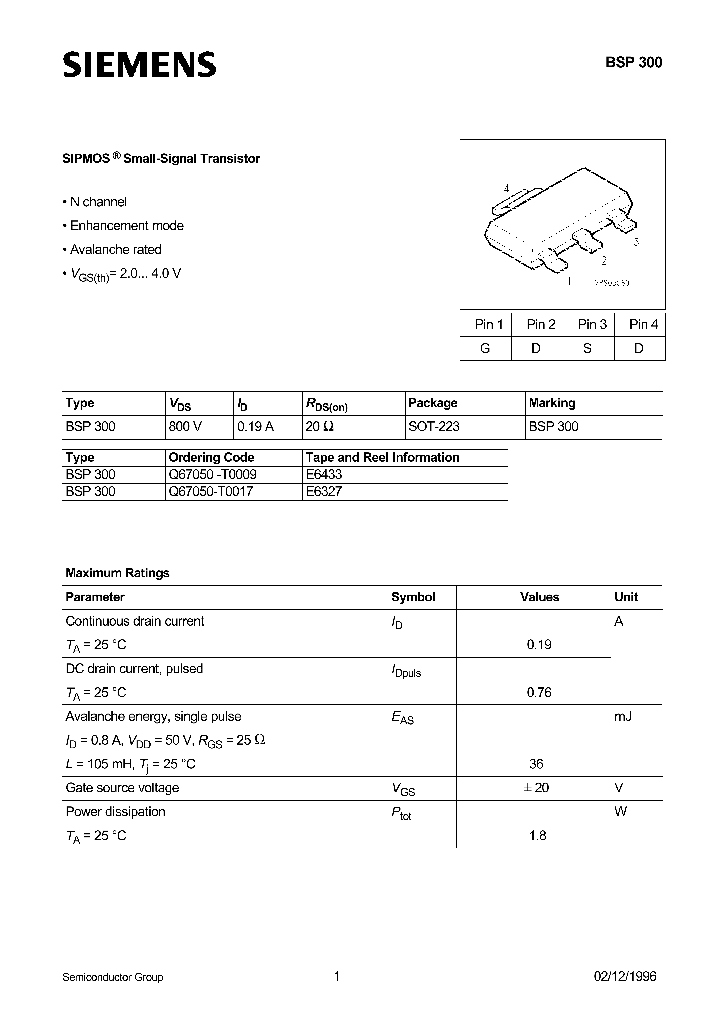 BSP300_1220727.PDF Datasheet