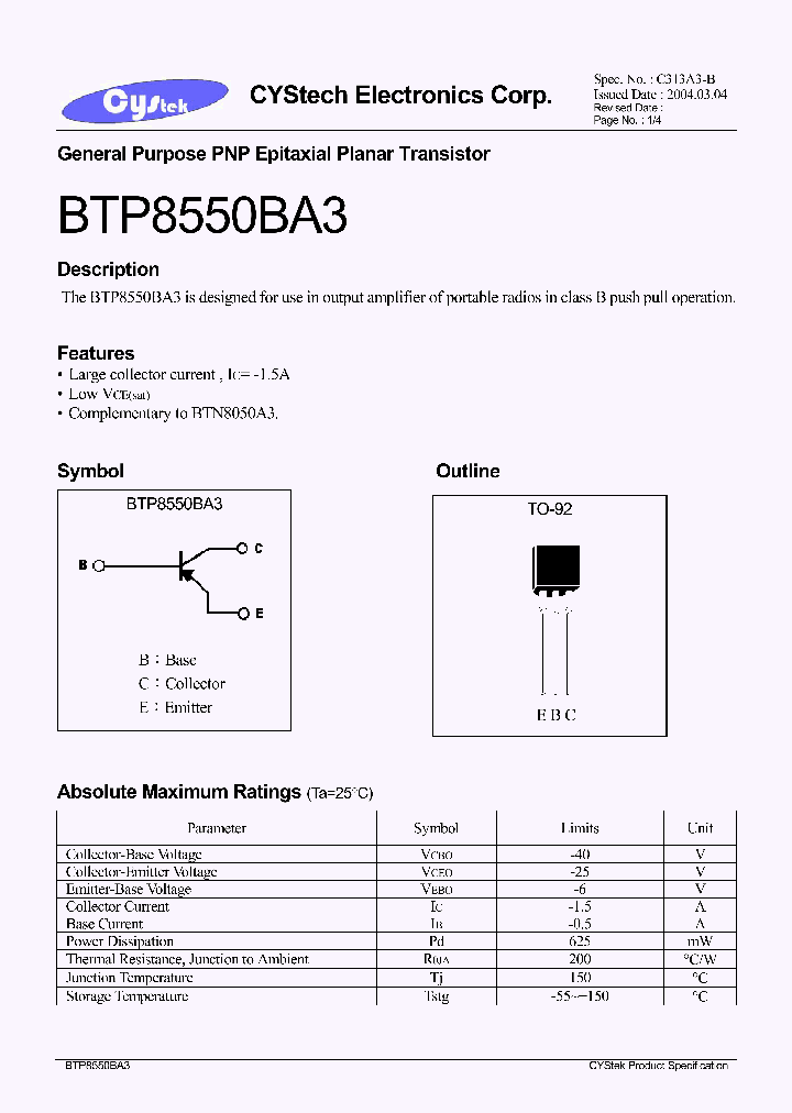 BTP8550BA3_1221367.PDF Datasheet