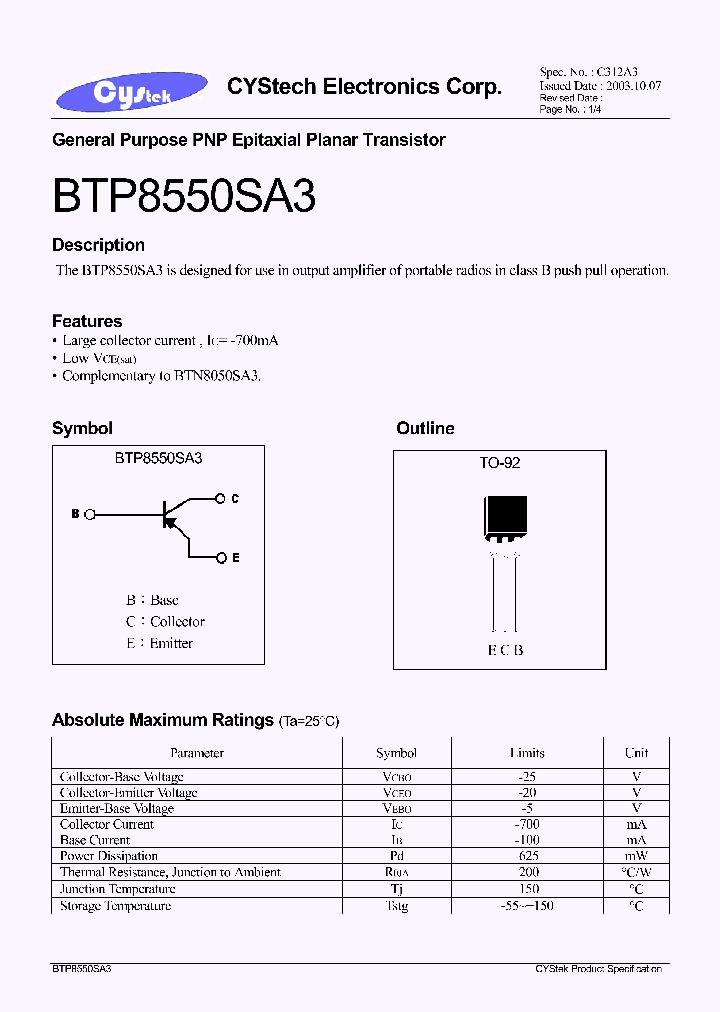 BTP8550SA3_1221369.PDF Datasheet