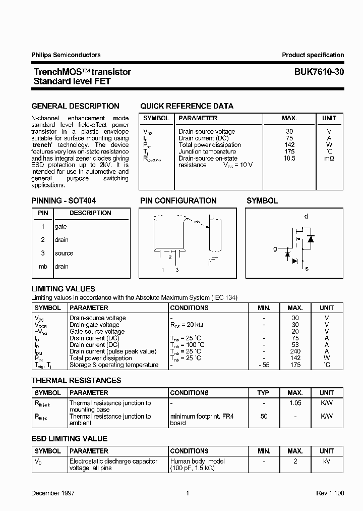 BUK7610-30_1221963.PDF Datasheet