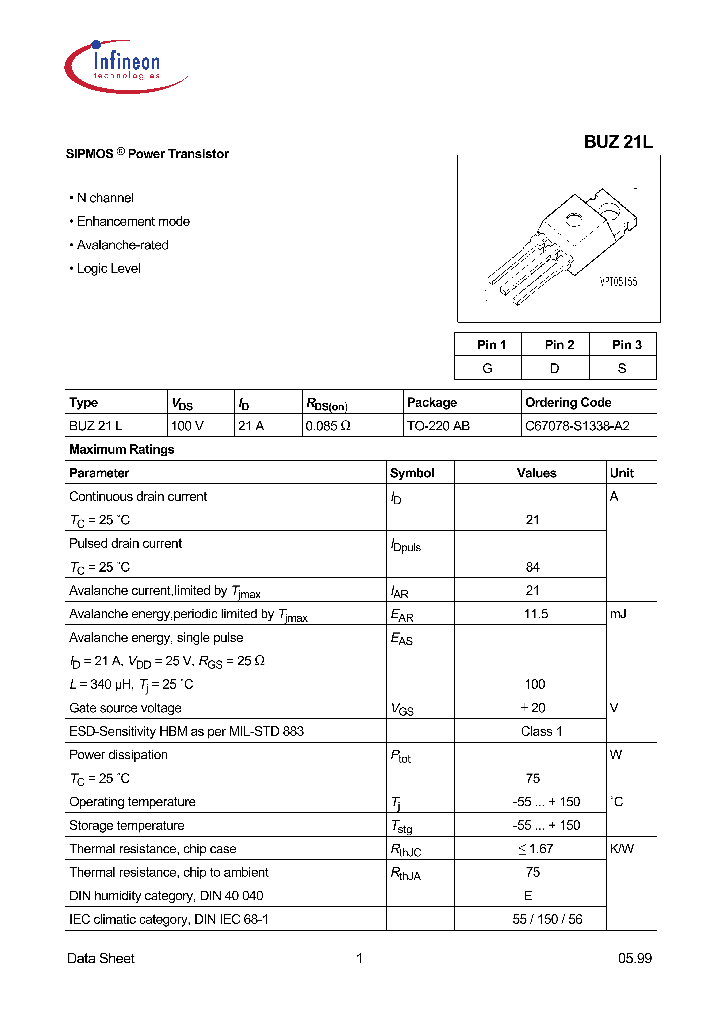 BUZ21L_1159807.PDF Datasheet