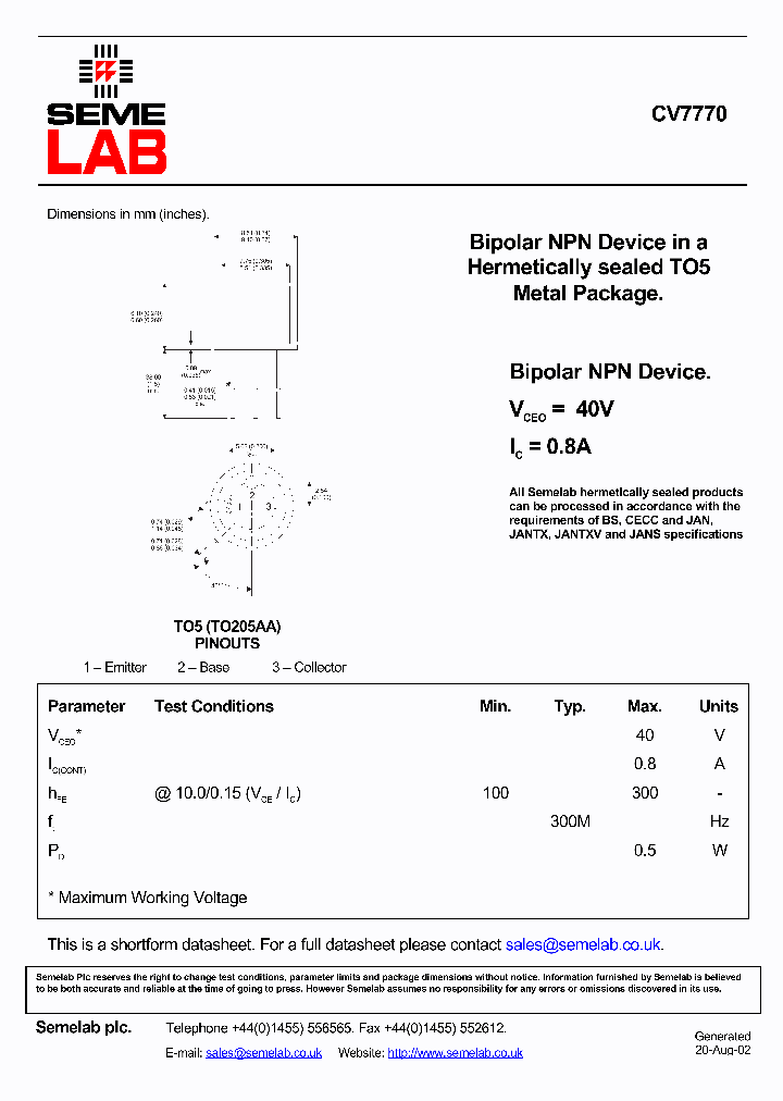 CV7770_1229407.PDF Datasheet