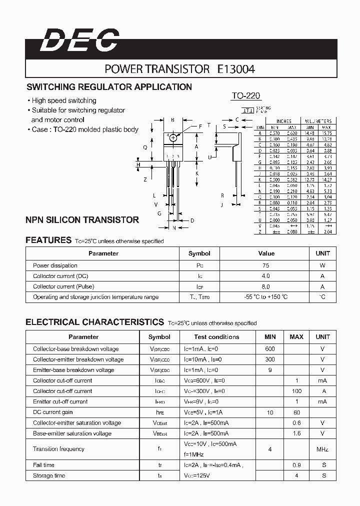 E13004TO-220_1235416.PDF Datasheet