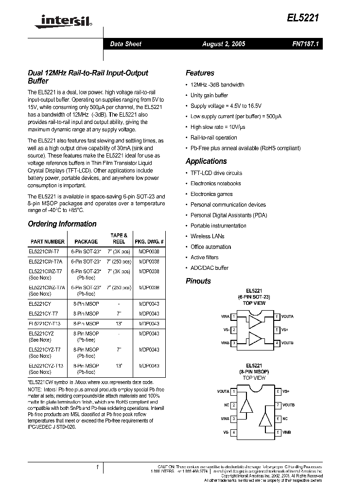 EL5221_1045152.PDF Datasheet
