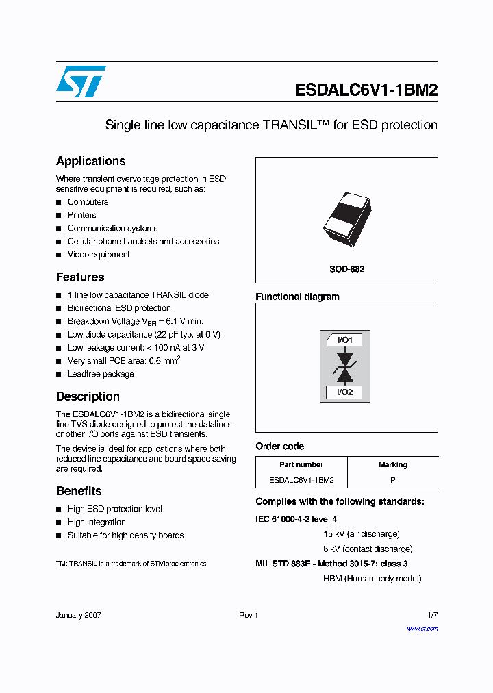 ESDALC6V1-1BM2_1237854.PDF Datasheet