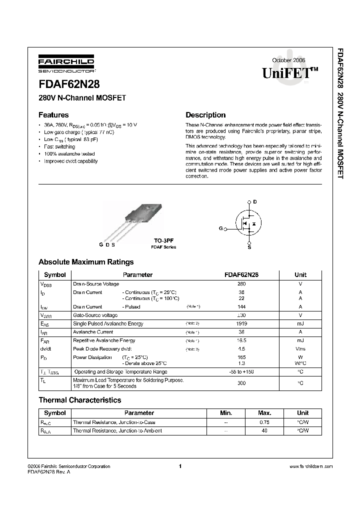 FDAF62N28_1239198.PDF Datasheet