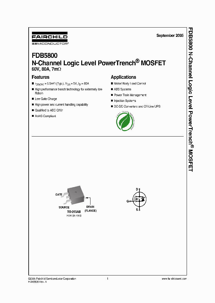 FDB5800_1239221.PDF Datasheet