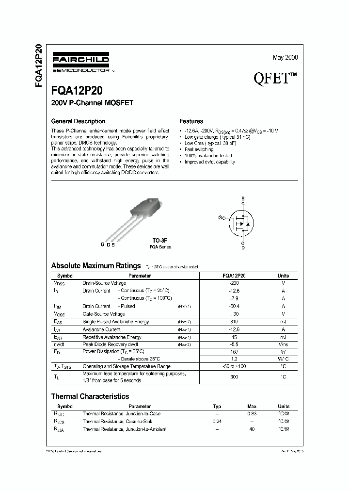 FQA12P20_1241396.PDF Datasheet