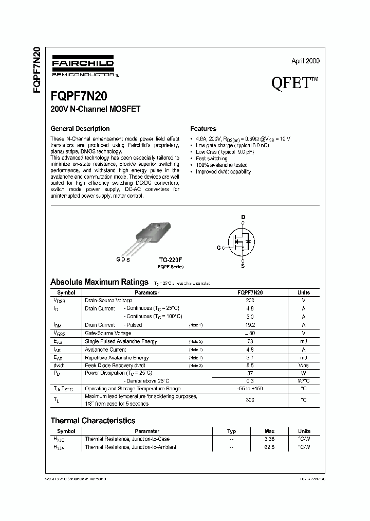 FQPF7N20_1241911.PDF Datasheet