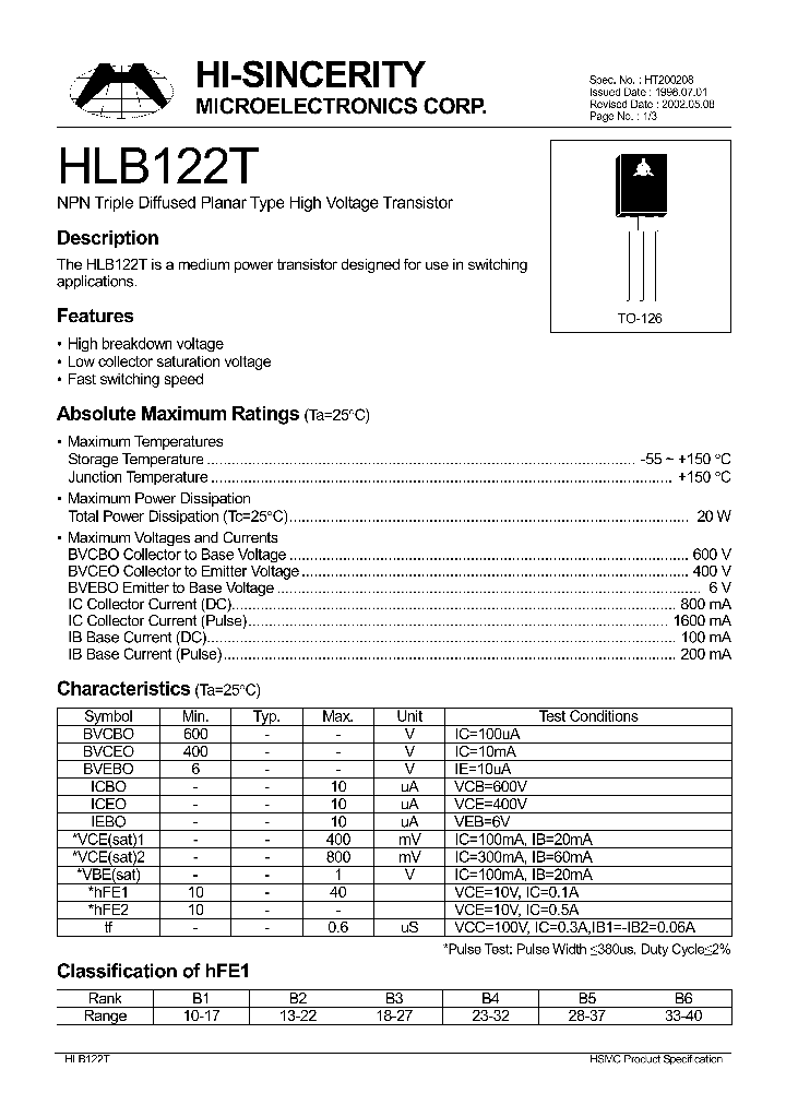 HLB122T_1250165.PDF Datasheet