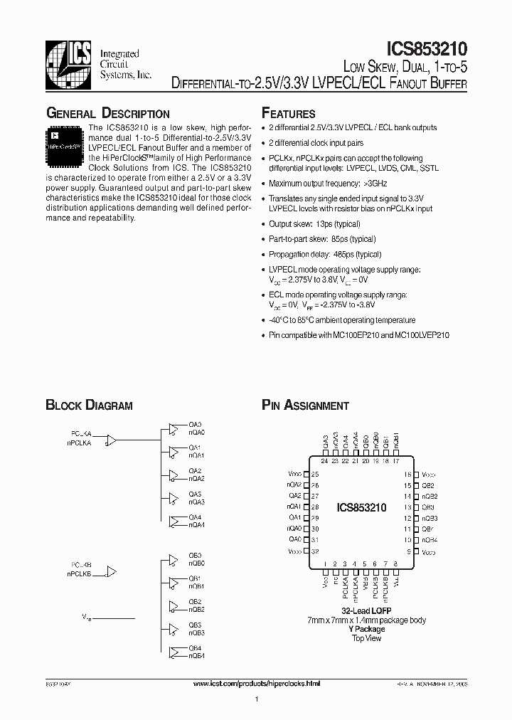 ICS853210AYT_1253122.PDF Datasheet