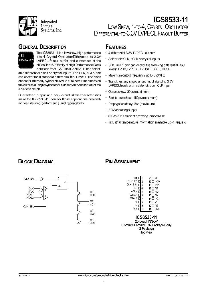 ICS8533AG-11T_1253127.PDF Datasheet