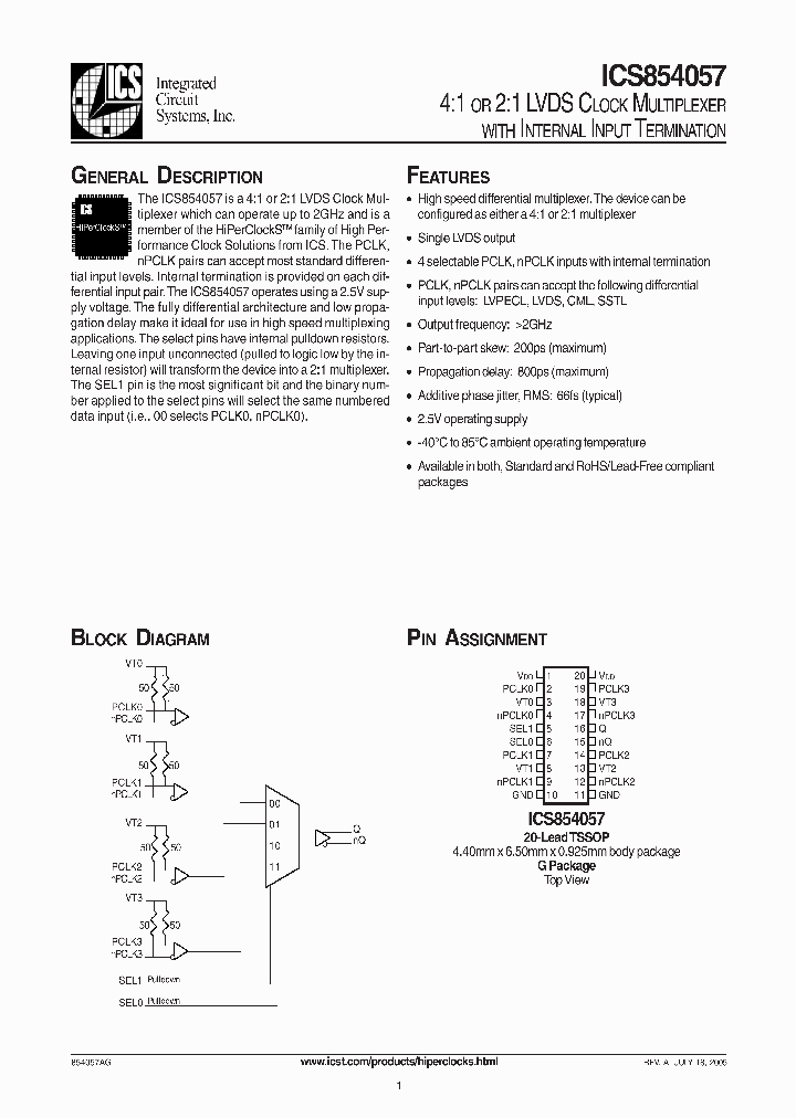 ICS854057_1253135.PDF Datasheet