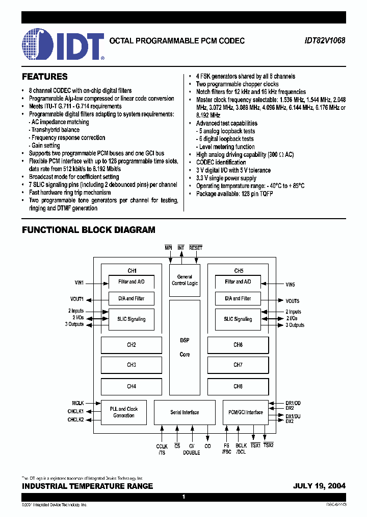 IDT82V1068PF_1254150.PDF Datasheet