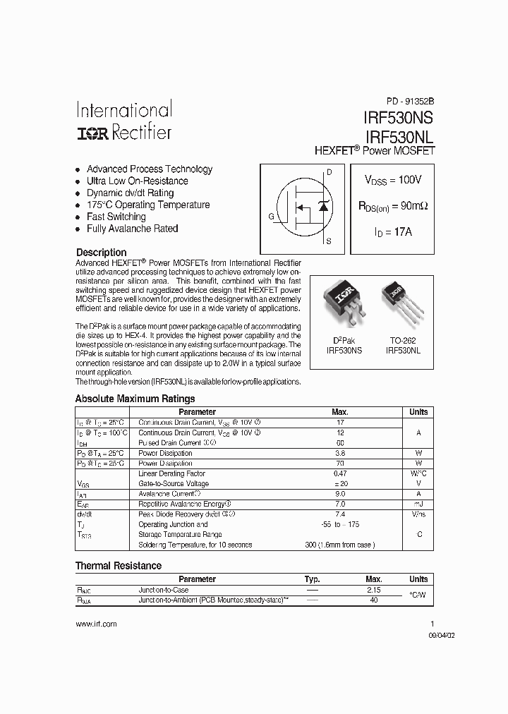 IRF530NS_1255409.PDF Datasheet