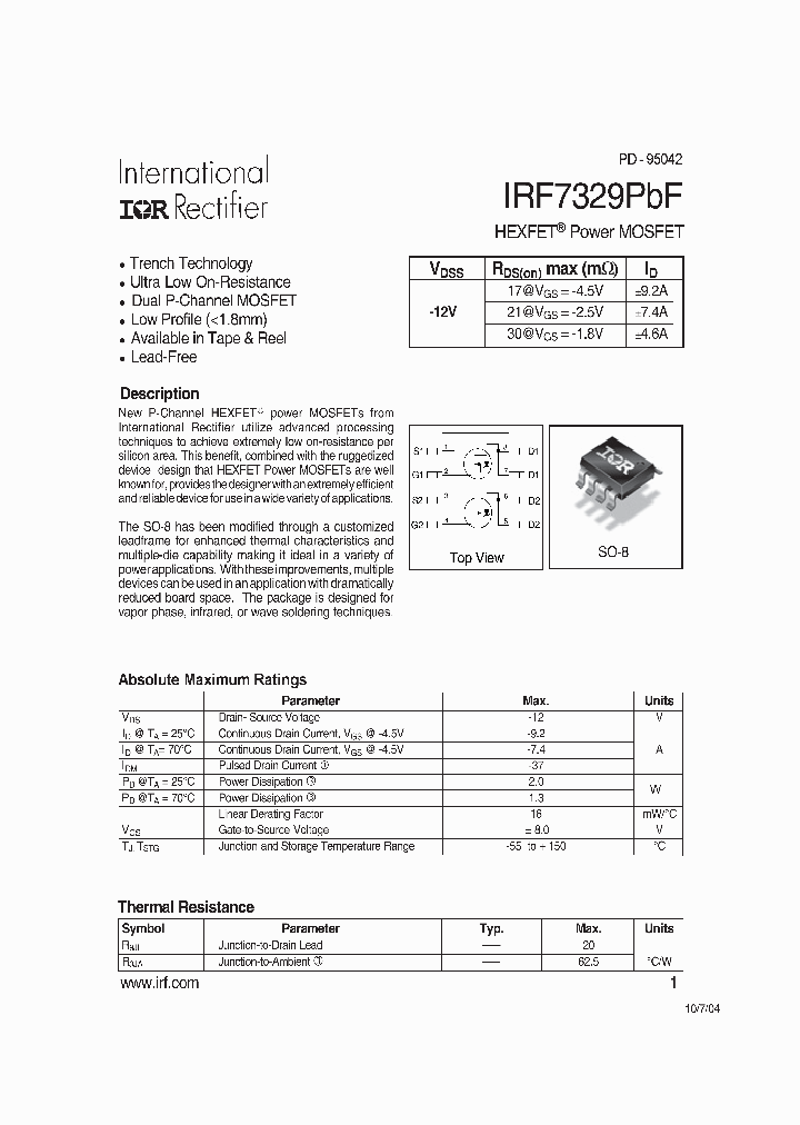 IRF7329PBF_1109292.PDF Datasheet