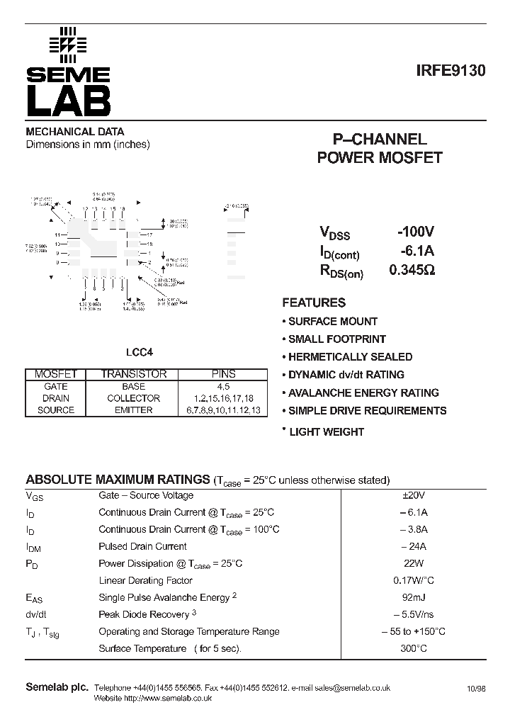 IRFE9130_1091089.PDF Datasheet