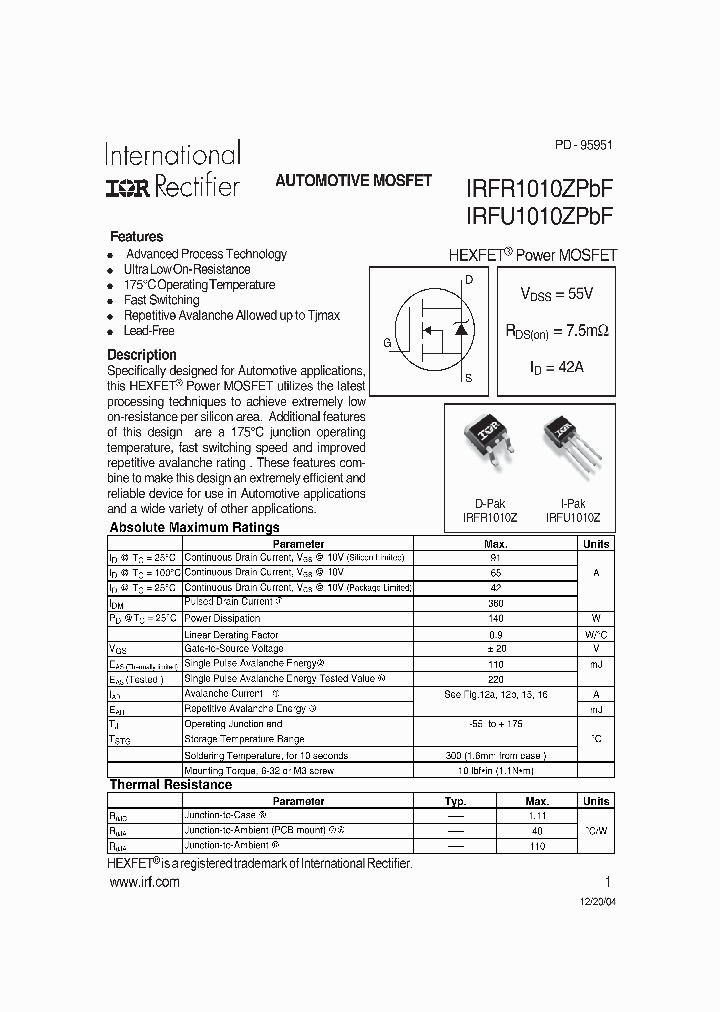 IRFR1010ZPBF_1154924.PDF Datasheet