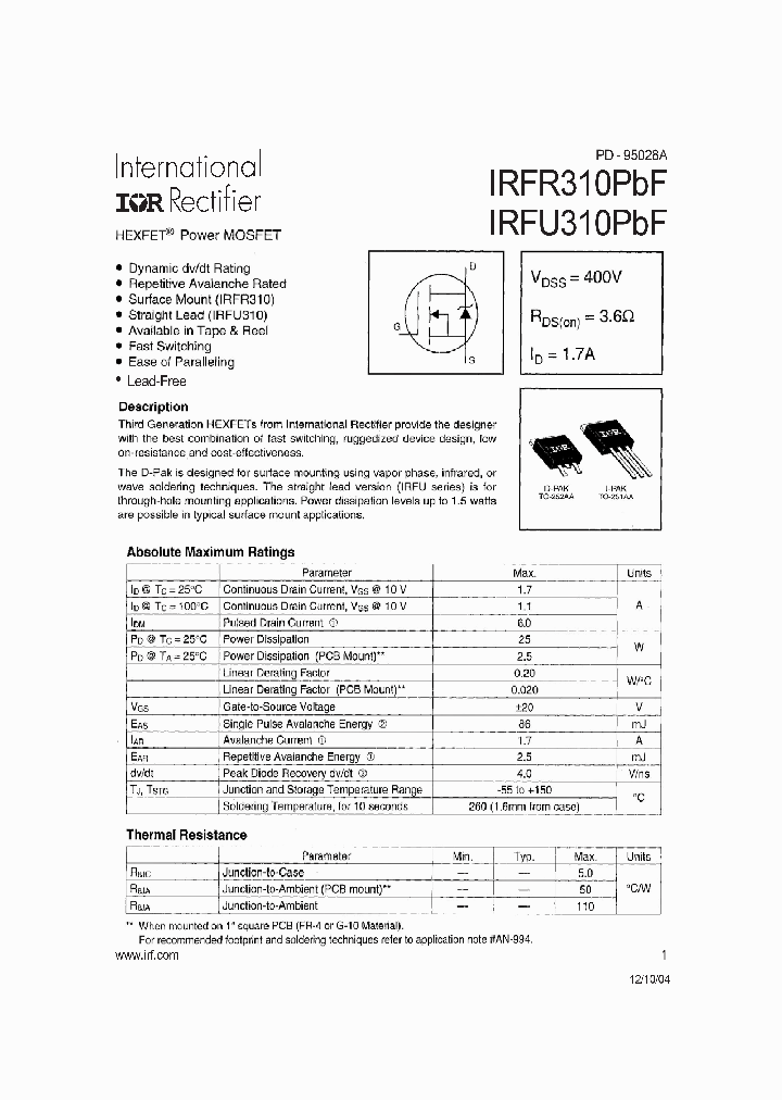 IRFU310PBF_1130502.PDF Datasheet