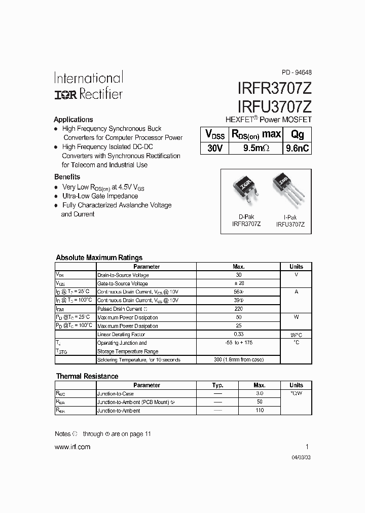 IRFR3707Z_797334.PDF Datasheet