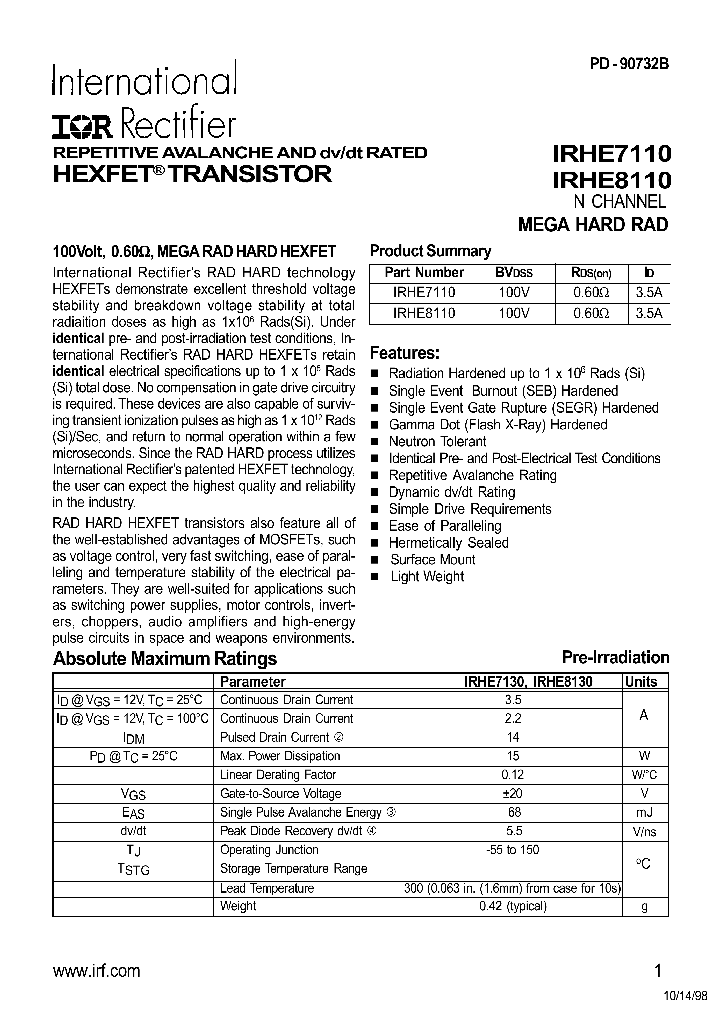 IRHE8110_1256548.PDF Datasheet