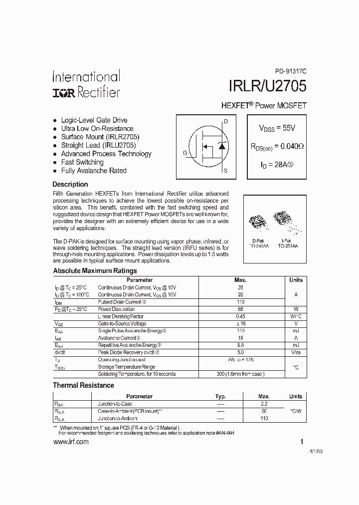 IRLU2705_1256913.PDF Datasheet