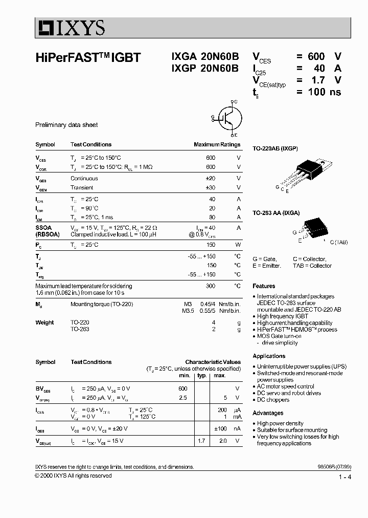 IXGP20N60B_1258158.PDF Datasheet